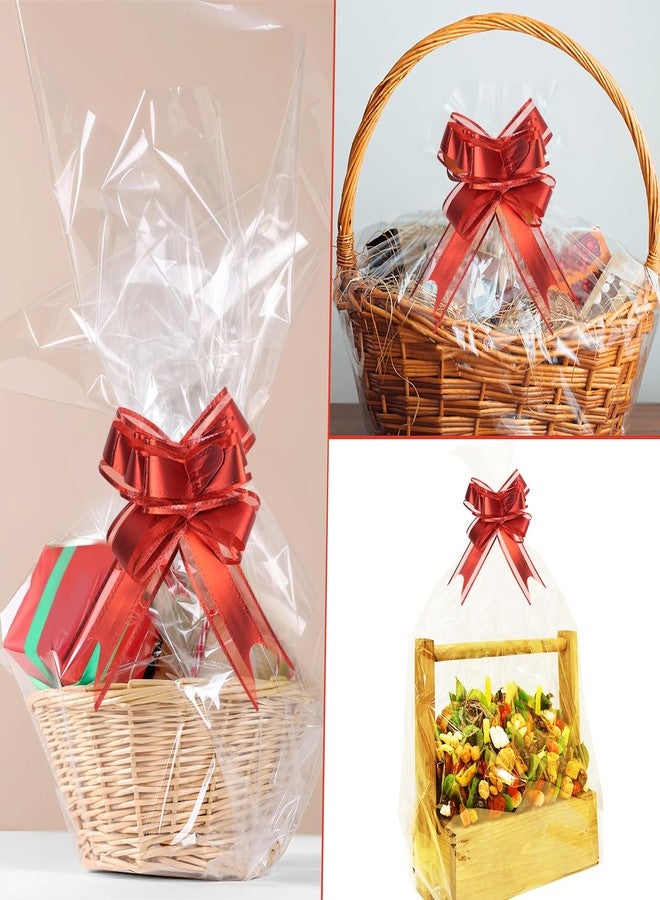 Quadafy أكياس هدايا شفافة من السيلوفان من كوادافاي، عبوة من 10 أكياس، مقاس 24 × 30 بوصة، لسلال الهدايا، أكياس سيلوفان كبيرة مزودة برباط، بلاستيك لتغليف سلال الهدايا - Image 5